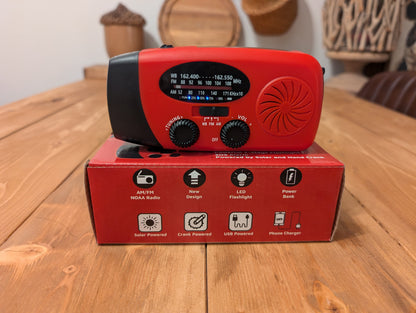 Solar Powered Radio, Flashlight, Siren and Charing Bank